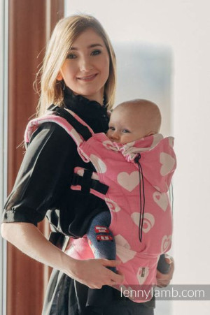 Nosidło ergonomiczne SERDUSZKA RÓŻ/KRE żakard baby size LennyLamb