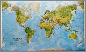 Świat Mapa Ścienna Fizyczna Do Wpinania Laminat