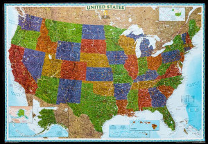 Usa Polityczne Mapa Ścienna Ozdobna Do Wpinania Ng