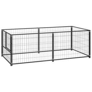 Kojec dla psa, czarny, 200x100x70 cm, stalowy