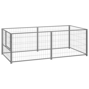 Kojec dla psa, srebrny, 200x100x70 cm, stalowy