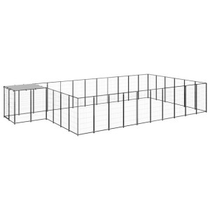 Kojec dla psa, czarny, 19,36 m², stalowy