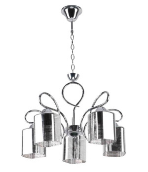 Italo Lampa Wisząca Chromowy 5x40w E27 Klosz Srebrny