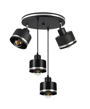 Wama Lampa Wisząca Czarny Talerz 4x40w E27 Klosz Czarny+srebrny