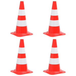 Odblaskowe pachołki drogowe, 4 szt., czerwono-białe, 50 cm
