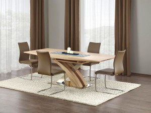 Stół rozkładany dąb sonoma 160-220 cm MDF stal nierdzewna
