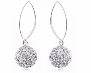Wiszące Srebrne Kolczyki Kulki Swarovski Cristal