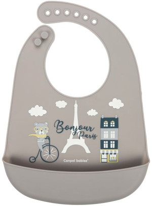 CANPOL śliniak silikonowy Bonjour Paris 74/027_bei