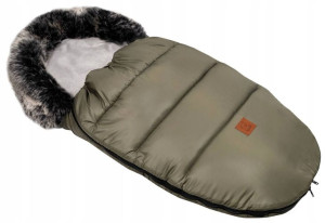 FLUFFY ciepły śpiworek z futrem wózek/sanki Khaki