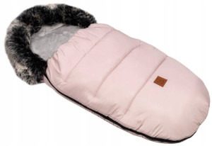 FLUFFY ciepły śpiworek z futrem wózek/sanki Pink