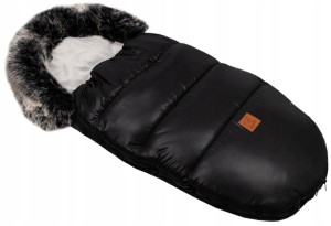 FLUFFY ciepły śpiworek z futrem wózek/sanki Black