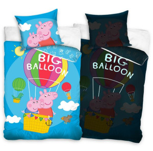 Pościel bawełna 160x200 Świnka Peppa świeci w ciemności