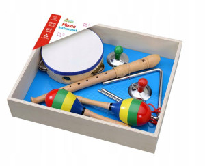 Drewniany Zestaw Instrumentów Muzycznych 5w1 Flet