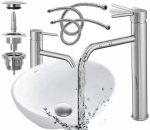 Zestaw Umywalka Sofia Bateria Nexos Chrom Korek