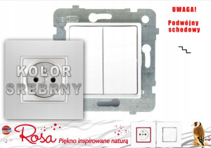 ROSA Łącznik podw. schodowy b/ramki SREBRO METALIK