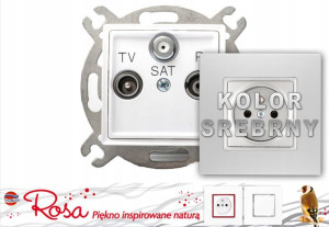 ROSA Gn. RTV-SAT końcowe b/ramki SREBRO METALIK
