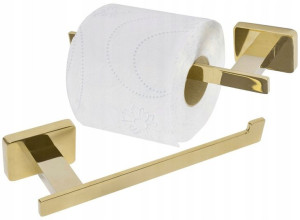 Uchwyt Na Papier Toaletowy Metalowy Złoty Połysk