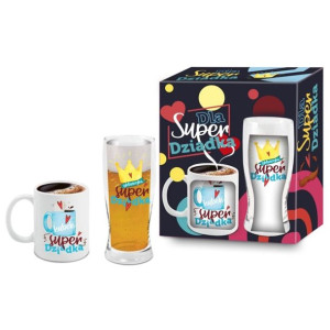 Zestaw kubek szklanka do piwa Super DZIADEK Dzień Dziadka