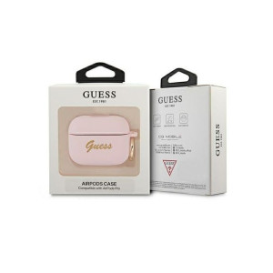 Etui na słuchawki GUESS SILICONE VINTAGE SCRIPT do Apple AirPods Pro różowy