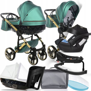 Wózek Junama 4w1 Fluo V2 02 I Cybex Aton 5 + Baza