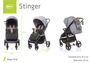 4 BABY Wózek spacerowy STINGER XXI GREY