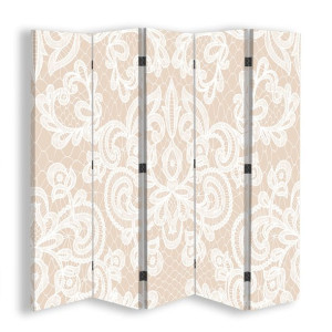 Parawan dwustronny, Beżowy ornament 180x170