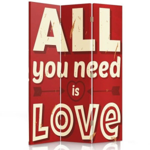 Parawan DO POKOJU dwustronny, All you need is love 110x170