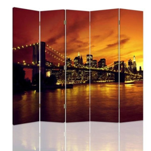 Parawan dwustronny, Brooklyn Bridge i Manhattan o zachodzie słońca 180x170