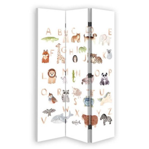 Parawan DO POKOJU DZIECKA dwustronny, Alfabet ze zwierzakami 110x170