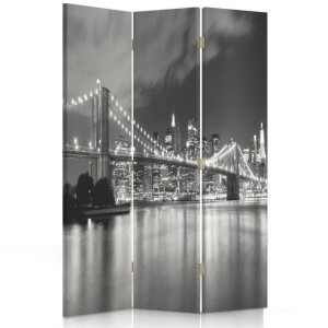 Parawan POKOJOWY dwustronny, NOWY JORK Brooklyn Bridge nocą 110x170