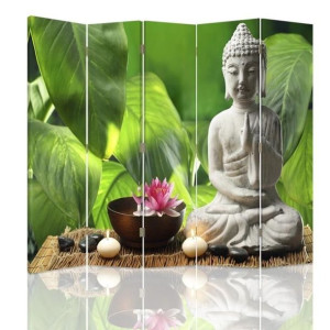 Parawan dwustronny, Budda na tle liści 180x170