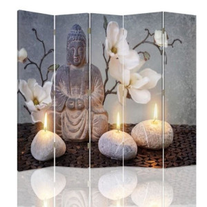 Parawan dwustronny, Budda w blasku świec 180x170