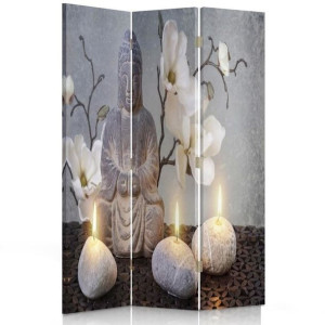 Parawan DO SALONU SPA dwustronny, Budda w blasku świec 110x170