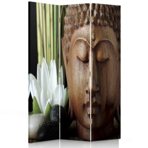 Parawan DEKORACYJNY DO SALONU dwustronny, Budda w drewnie 110x170