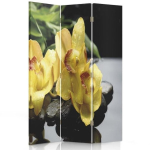 Parawan ZEN SPA DEKORACYJNY dwustronny, ŻÓŁTA ORCHIDEA 110x170