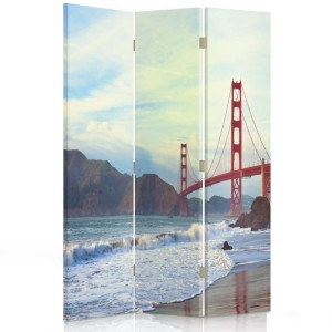 Parawan POKOJOWY 3 SKRZYDŁA dwustronny, Golden Gate Bridge 110x170
