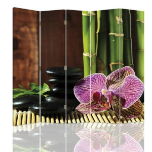 Parawan dwustronny, Kamyki i orchidea 180x170