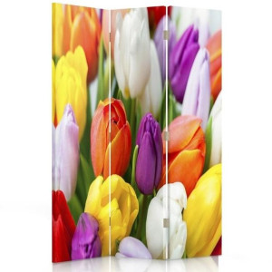 Parawan DO SALONU dwustronny, Kolorowe tulipany 110x170