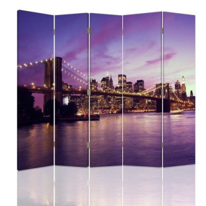 Parawan dwustronny, Manhattan zatopiony we fiolecie 180x170