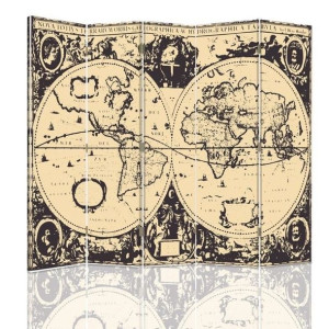 Parawan dwustronny, Mapa świata vintage 180x170