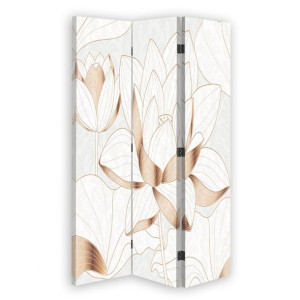 Parawan DO SALONU SPA dwustronny, Kwiat lotosu w beżu 110x170