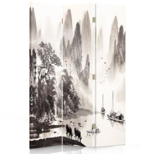 Parawan dwustronny, JAPONIA krajobraz doliny 110x170
