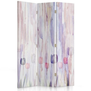 Parawan dwustronny, Malowane kwiaty w pastelach 110x170