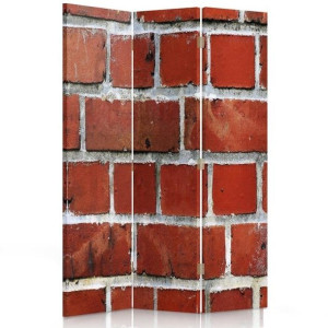 Parawan 3-panelowy POKOJOWY dwustronny, Mur z czerwonej cegły 110x170