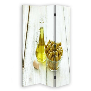 Parawan DO RESTAURACJI dwustronny, Oliwki w misce i oliwa 110x170