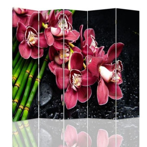 Parawan dwustronny, Orchidea z bambusem 180x170