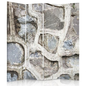 Parawan dwustronny, Szary kamienny mur 145x170