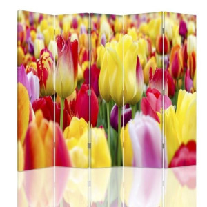 Parawan dwustronny, Wielobarwne tulipany 180x170