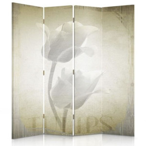 Parawan dwustronny, Tulipany w stylu retro 145x170