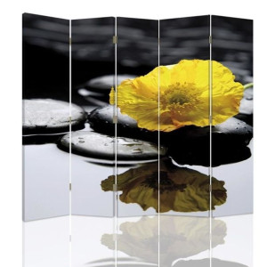Parawan dwustronny, Zen z żółtym kwiatem 180x170